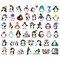 Wrapables Waterproof Vinyl Stickers for Water Bottles, Laptop, Phones, Skateboards, Decals for Teens, 100pcs, Penguin Fun